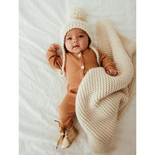 Load image into Gallery viewer, Natural Garter Garter Stitch Knit Baby Blanket: 24" x 24"