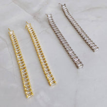 Load image into Gallery viewer, Tennis Drop Sparkly Earrings: Silver
