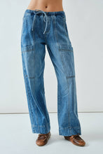 Load image into Gallery viewer, Aaron & Amber Drawstring Waist Straight Soft Denim Pants