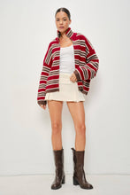 Load image into Gallery viewer, Pretty Garbage Striped Mocked Neck Zip Up Sweater