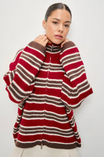 Load image into Gallery viewer, Pretty Garbage Striped Mocked Neck Zip Up Sweater