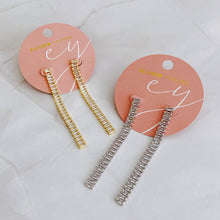 Load image into Gallery viewer, Tennis Drop Sparkly Earrings: Silver
