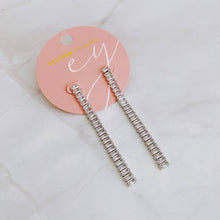 Load image into Gallery viewer, Tennis Drop Sparkly Earrings: Silver