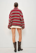 Load image into Gallery viewer, Pretty Garbage Striped Mocked Neck Zip Up Sweater
