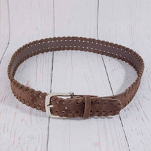 Load image into Gallery viewer, Wide Vegan Leather Whipstitch Edge Belt