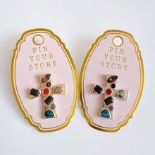 Load image into Gallery viewer, Artisan Color Muse Cross Brooch Pin