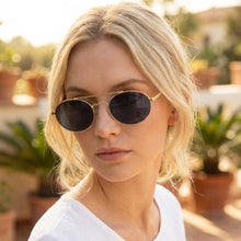 Load image into Gallery viewer, Slim Oval Double Bridge Metal Frame Sunglasses