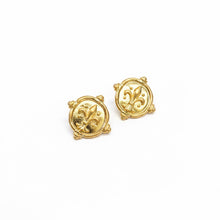 Load image into Gallery viewer, Fleur-De-Lis Coin Stud Earrings