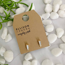 Load image into Gallery viewer, Baguette Cut Stone Stud Earrings: White Opal