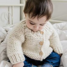 Load image into Gallery viewer, Natural Garter Stitch Cardigan Sweater Baby & Toddler