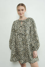 Load image into Gallery viewer, Aaron & Amber Leopard Bow Tie Babydoll Dress