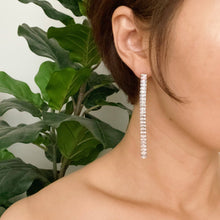 Load image into Gallery viewer, Tennis Drop Sparkly Earrings: Silver