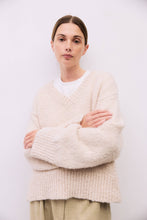 Load image into Gallery viewer, Mod Ref Glen Oversized Boucle Knit V-Neck Sweater