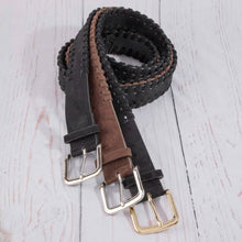 Load image into Gallery viewer, Wide Vegan Leather Whipstitch Edge Belt