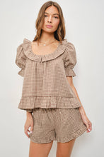 Load image into Gallery viewer, Kora Frill Gingham Top