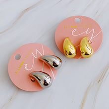 Load image into Gallery viewer, Statement Hollow Teardrop Stud Earrings: Silver