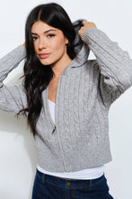 Load image into Gallery viewer, Pretty Garbage Cable Knit Zip Up Cardigan