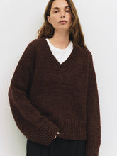 Load image into Gallery viewer, Mod Ref Glen Oversized Boucle Knit V-Neck Sweater