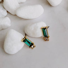 Load image into Gallery viewer, Baguette Cut Stone Stud Earrings: White Opal