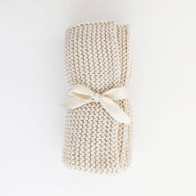 Load image into Gallery viewer, Natural Garter Garter Stitch Knit Baby Blanket: 24" x 24"