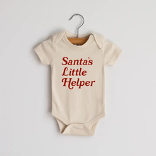 Load image into Gallery viewer, Cream "Santa's Little Helper" Organic Baby Bodysuit