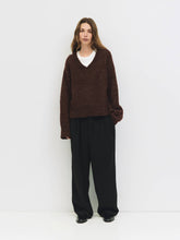 Load image into Gallery viewer, Mod Ref Glen Oversized Boucle Knit V-Neck Sweater
