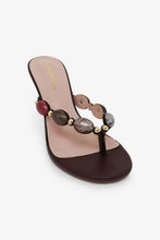 Load image into Gallery viewer, Stone Beaded Thong Heel Sandal
