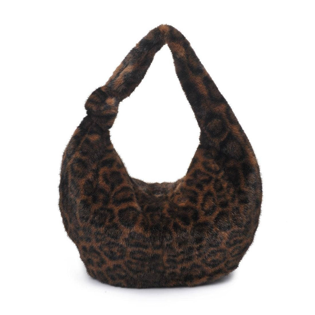 Cecilia Leopard Faux Fur Hobo Bag