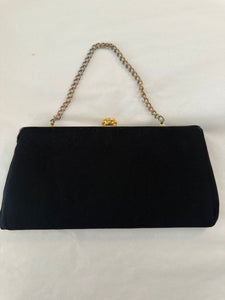 Vintage Black Cloth Purse w/ Chain