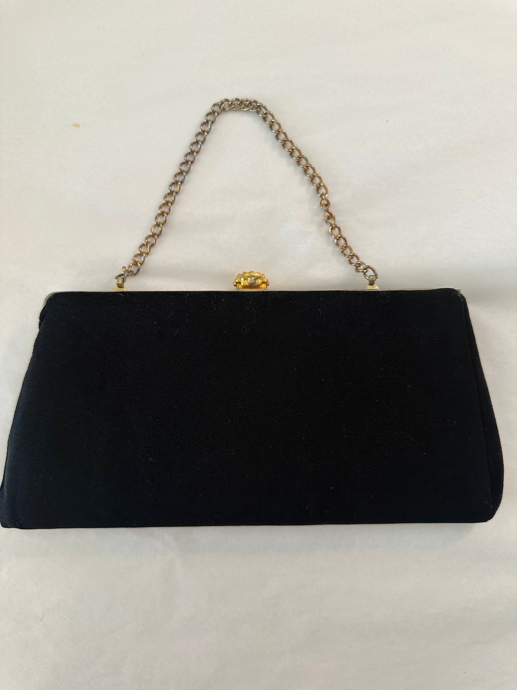 Vintage Black Cloth Purse w/ Chain