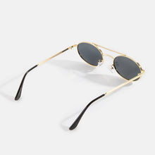 Load image into Gallery viewer, Slim Oval Double Bridge Metal Frame Sunglasses
