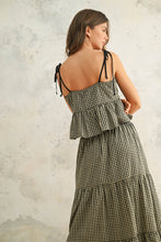 Load image into Gallery viewer, Gingham Tie Strap Peplum Top
