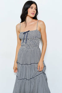 Gingham Smocked Waist Maxi Dress
