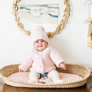 Blush Pink Garter Stitch Cardigan Sweater