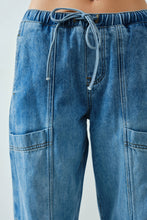 Load image into Gallery viewer, Aaron &amp; Amber Drawstring Waist Straight Soft Denim Pants
