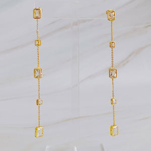Five Stones Dangle Drop Earrings: Crystal Clear