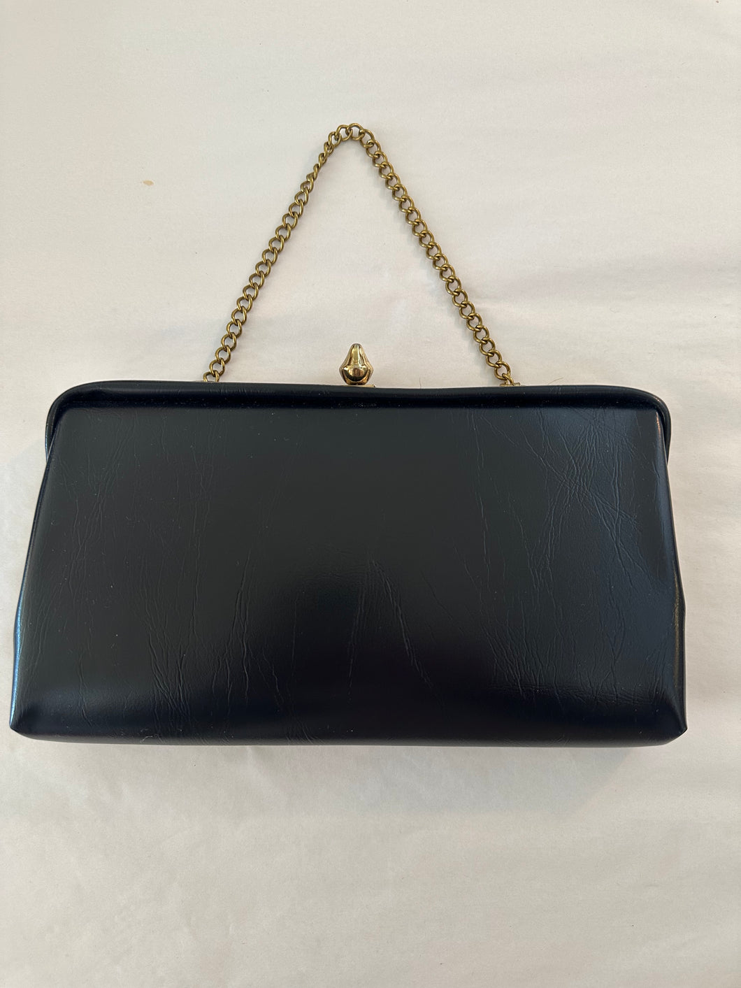 Vintage Navy Leather Purse w/ Chain