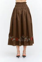 Load image into Gallery viewer, Sofie The Label Sivan Brown Embroidered Midi Skirt
