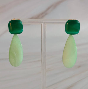 Pastel Breeze Double Stone Earrings: Minty Jade