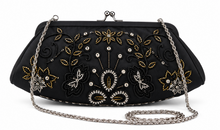 Load image into Gallery viewer, Vintage Beaded Black Clutch w/ Chain
