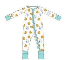 Load image into Gallery viewer, Bamboo Footie Pajamas Onesie - Milk &amp; Cookies
