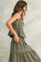 Load image into Gallery viewer, Gingham Tie Strap Peplum Top
