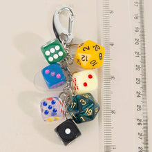 Load image into Gallery viewer, Mixed Seven Dice Chain Bag Charm
