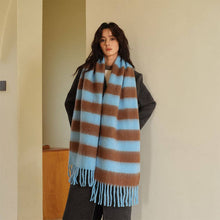 Load image into Gallery viewer, Striped Oversized Fringe Blanket Scarf
