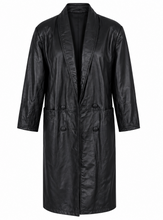 Load image into Gallery viewer, Vintage Black Leather Trench Coat

