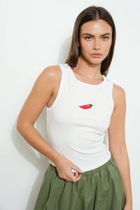 Pretty Garbage Chili Bead Embroidered Tank