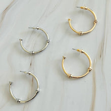 Load image into Gallery viewer, Golden Elegance Hoop Earrings: Silver
