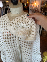 Load image into Gallery viewer, Vintage Knit White Poncho &amp; Hat Set
