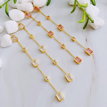 Load image into Gallery viewer, Five Stones Dangle Drop Earrings: Crystal Clear
