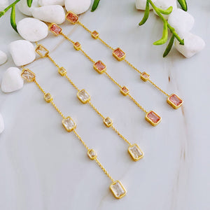 Five Stones Dangle Drop Earrings: Crystal Clear